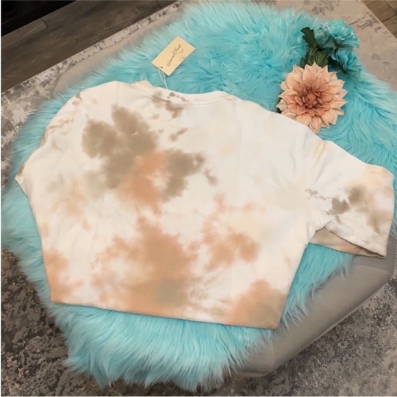 LG Cream & Tan Tie Dye Sweatshirt Pullover NEW! - Picture 2 of 4